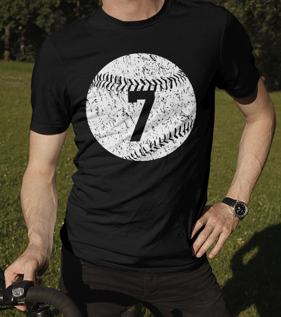 Number 7 Baseball Stitching T-Shirt
