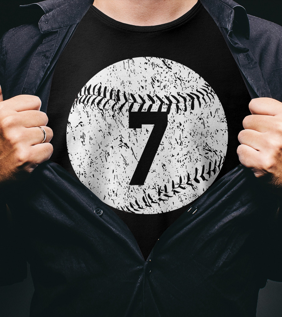 Number 7 Baseball Stitching T-Shirt