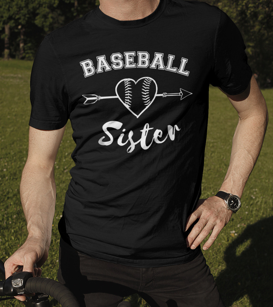 Baseball Sister Heart Arrow Family T-Shirt