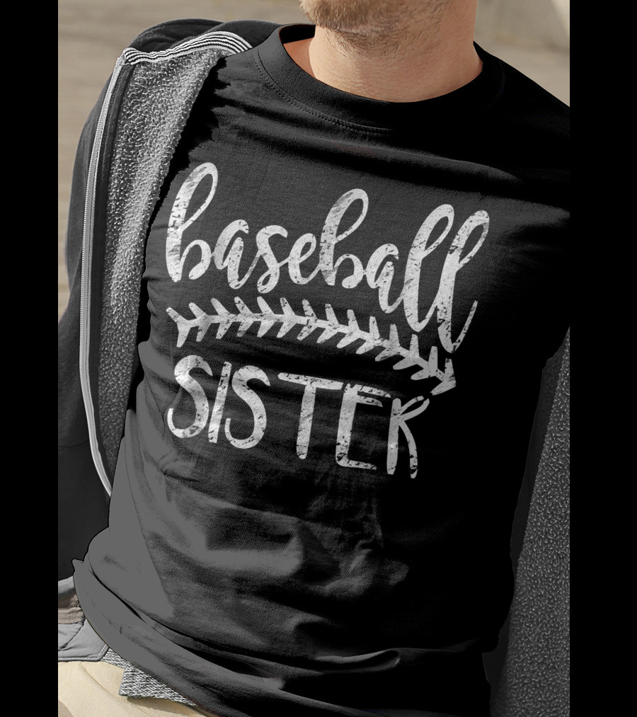 Baseball Sister Graphic With Stitched Ball T-Shirt