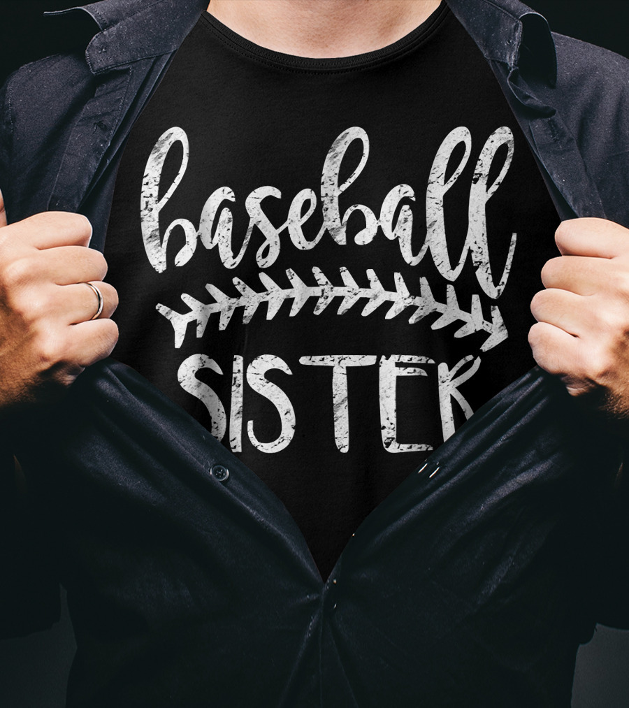 Baseball Sister Graphic With Stitched Ball T-Shirt