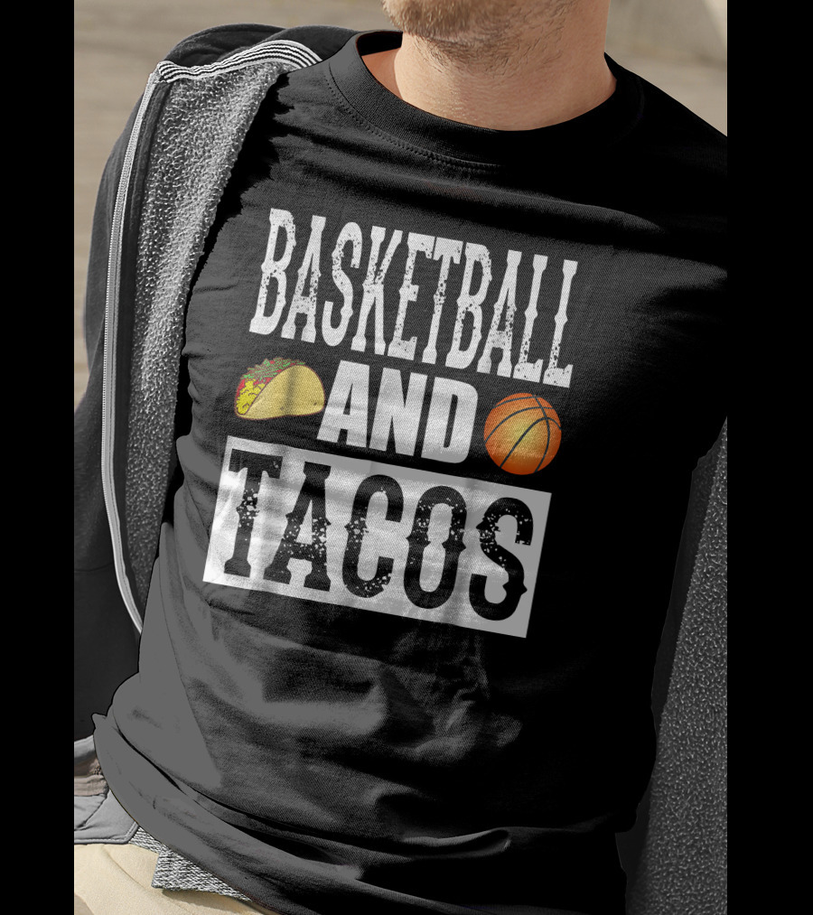 Basketball And Tacos Funny Taco With Taco And Basketball Icons T-Shirt