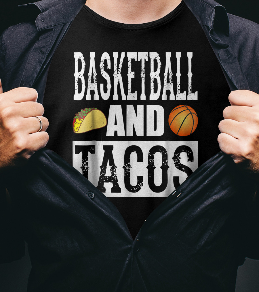 Basketball And Tacos Funny Taco With Taco And Basketball Icons T-Shirt