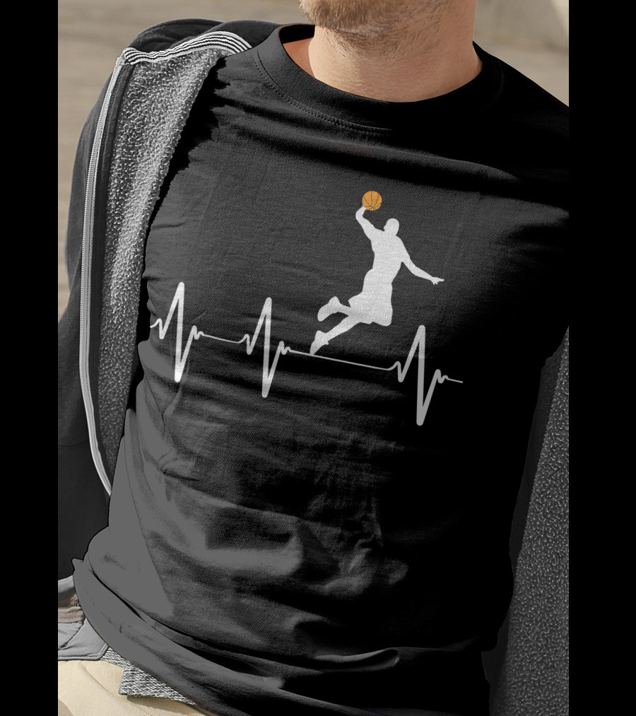 Basketball Dunk Heartbeat Silhouette Pulse T-Shirt