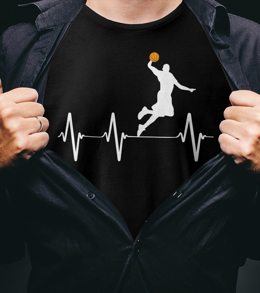 Basketball Dunk Heartbeat Silhouette Pulse T-Shirt