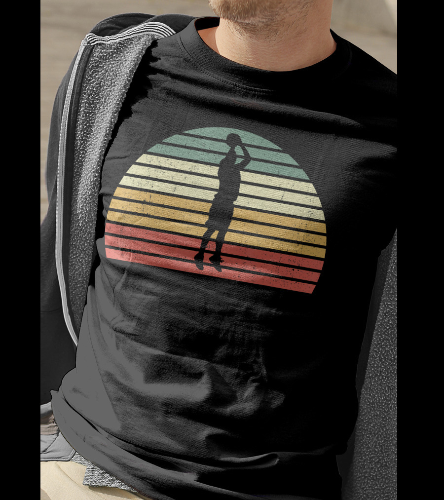 Retro Sunset Basketball Jumpshot 3 Pointer T-Shirt