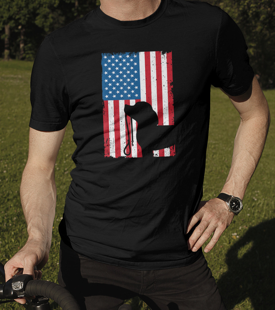 Beagle Silhouette American Flag Patriotic T-Shirt