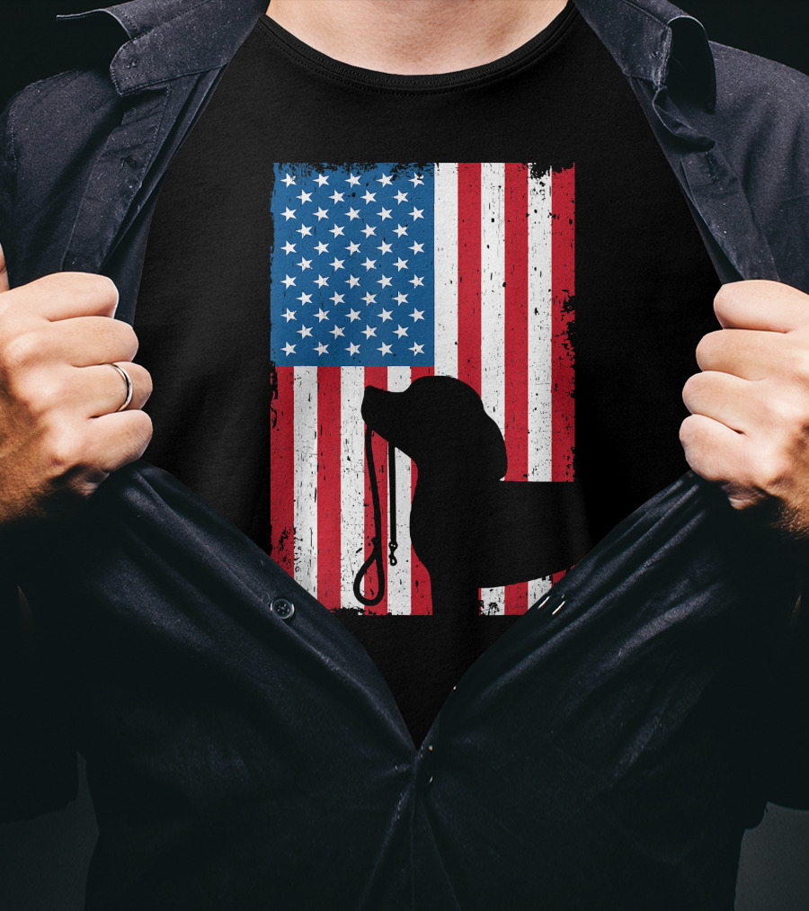 Beagle Silhouette American Flag Patriotic T-Shirt
