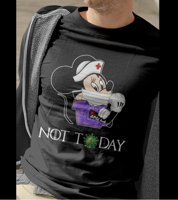 DMS Tech Nurse Mask Cartoon Character NOT TODAY Virus T-Shirt