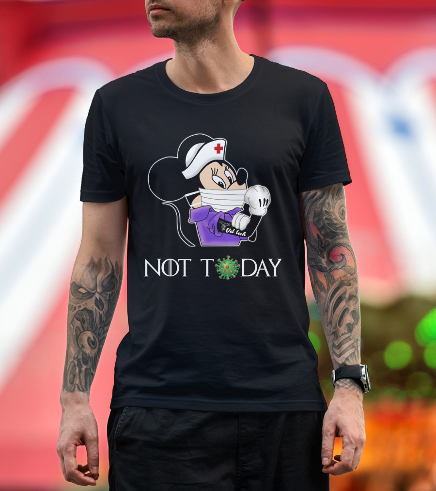 Vet Tech Not Today Nurse Costume Cartoon Character T-Shirt