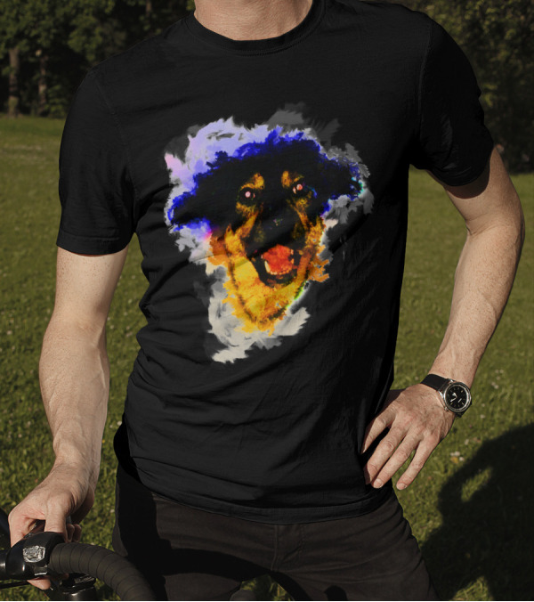 Colorful Dog Happy Sketch Portrait Vibrant Expression T-Shirt