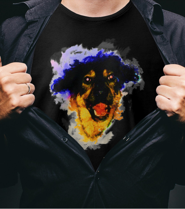 Colorful Dog Happy Sketch Portrait Vibrant Expression T-Shirt
