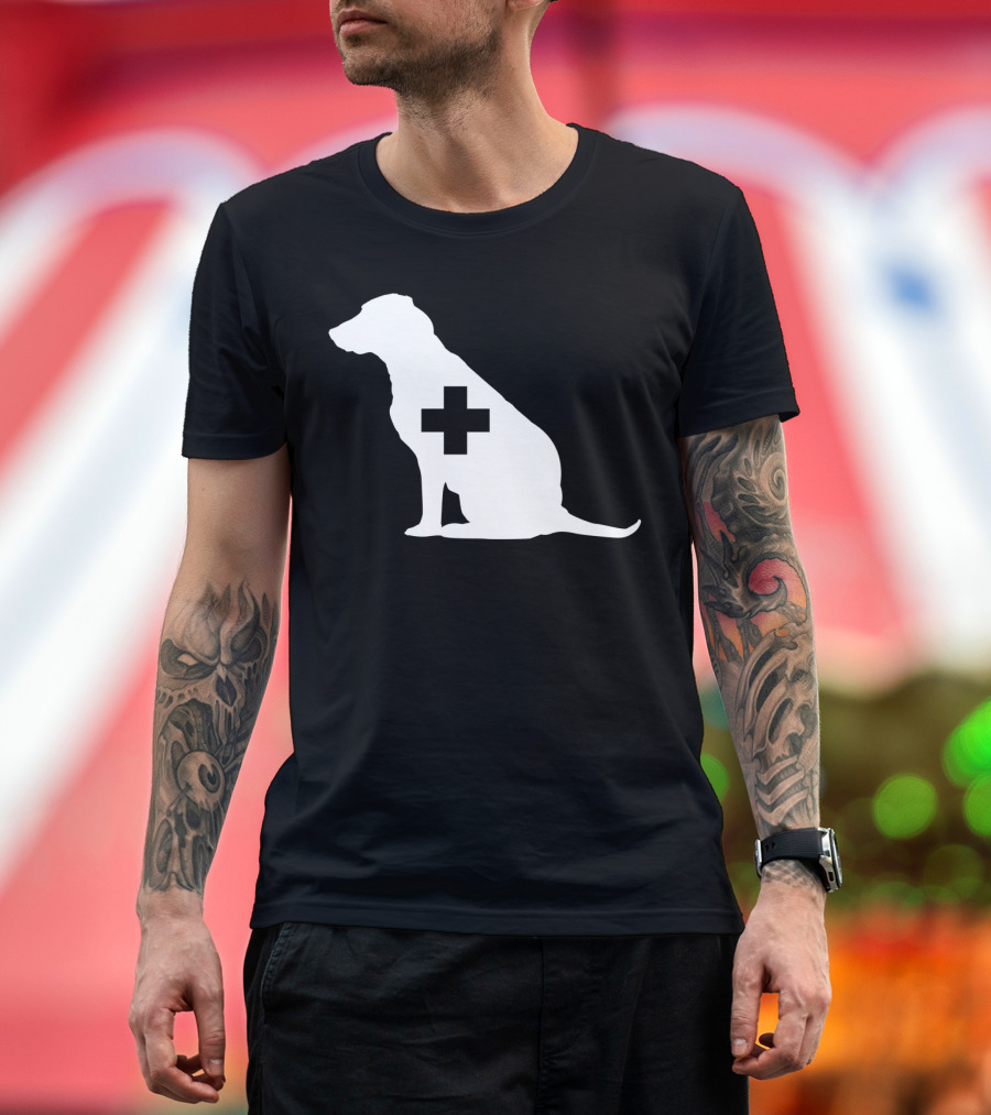 Support Dog Silhouette with Medical Cross T-Shirt