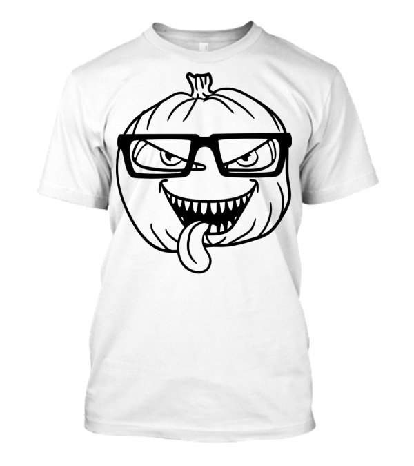 Geek Nerd Glasses Pumpkin Monster Face T-Shirt