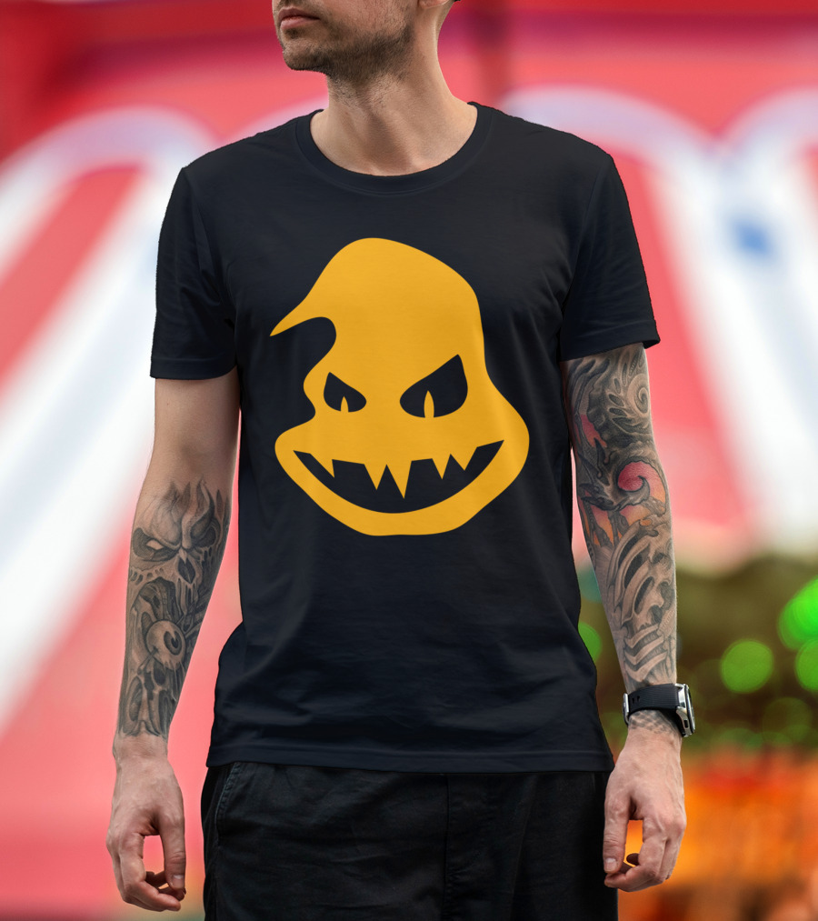 Halloween Ghost Pumpkin Scary Face Smiling with Teeth T-Shirt