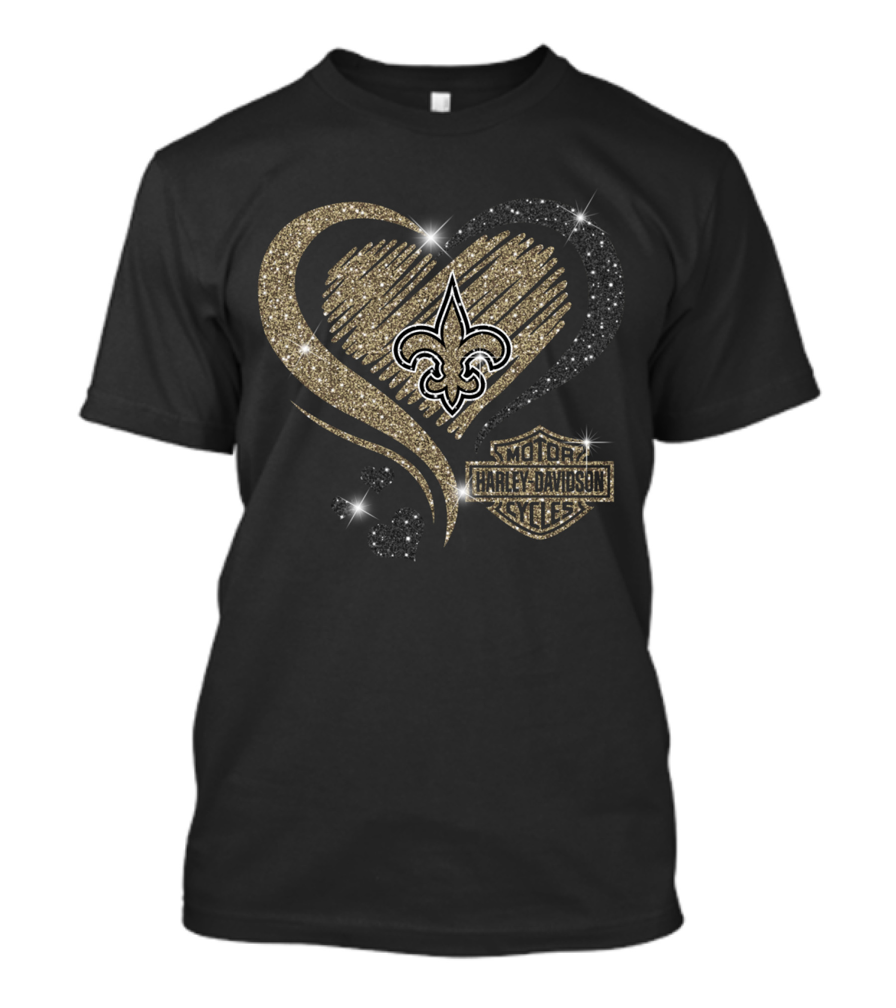 Hd New Orleans Saints Harley Davidson Heart T-Shirt