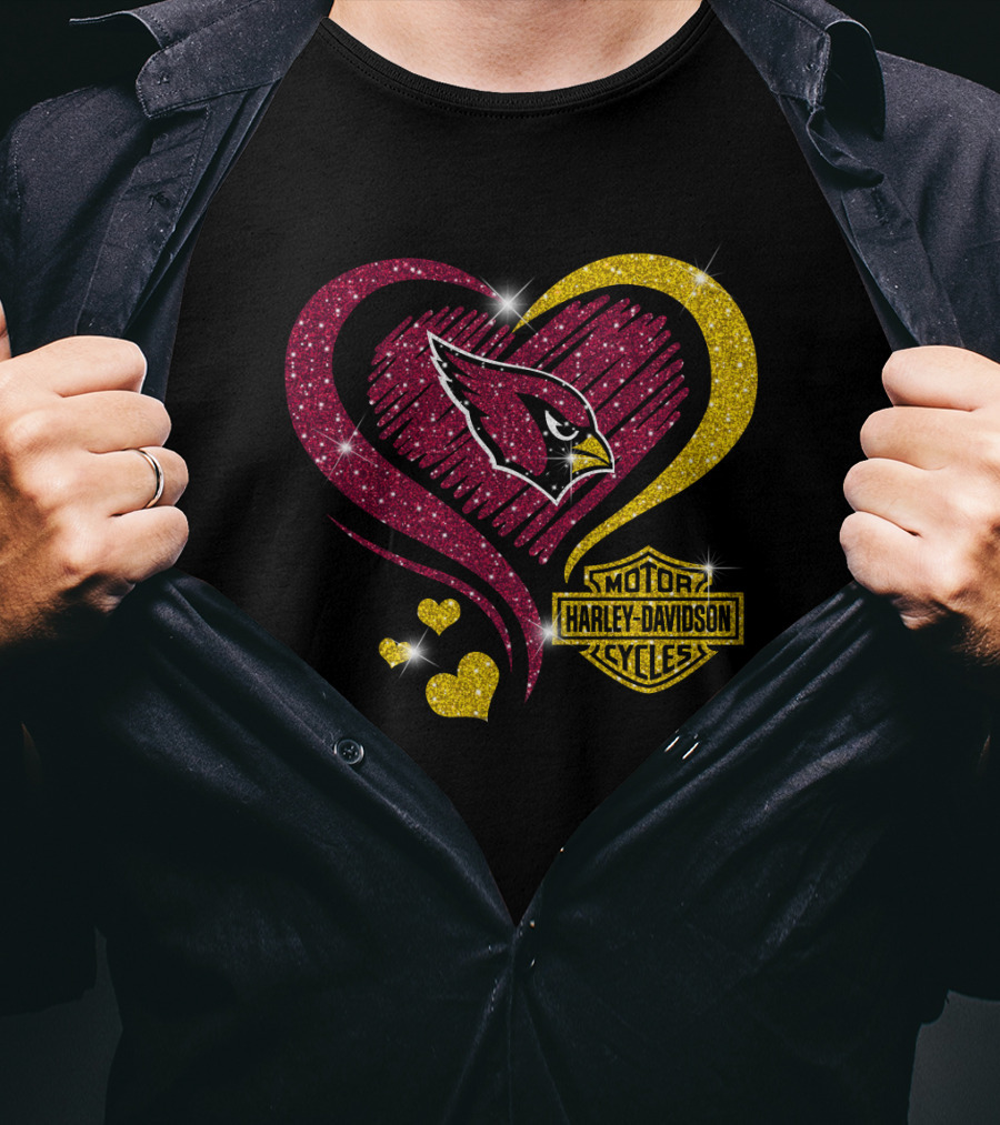 Arizona Cardinals Harley Davidson Heart T-Shirt