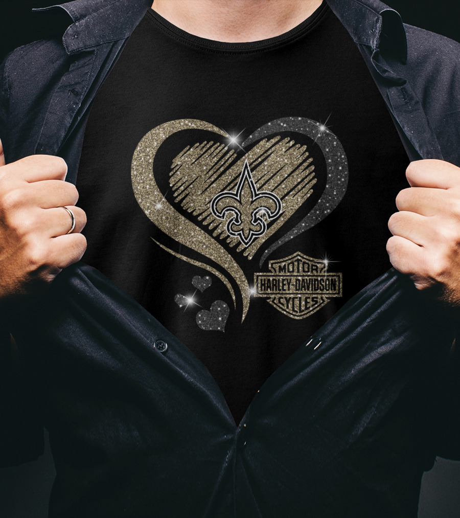 Hd Heart New Orleans Saints Harley Davidson Styles T-Shirt