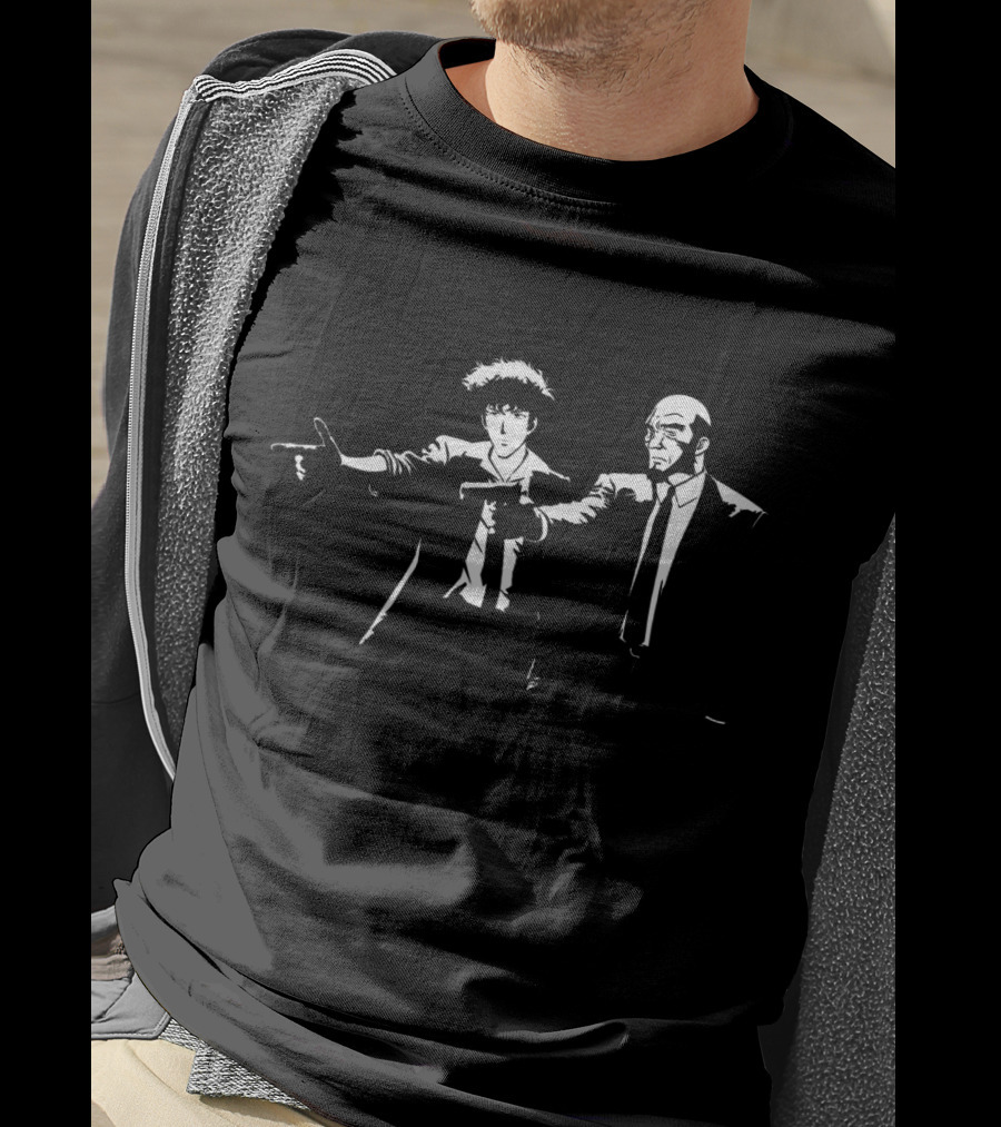 Cowboy Bebop Pulp Fiction Crossover Duo In Suits With Guns T-Shirt