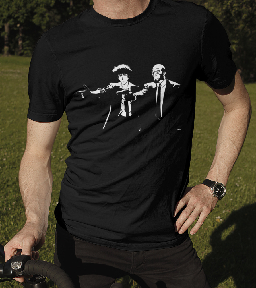 Cowboy Bebop Pulp Fiction Crossover Duo In Suits With Guns T-Shirt