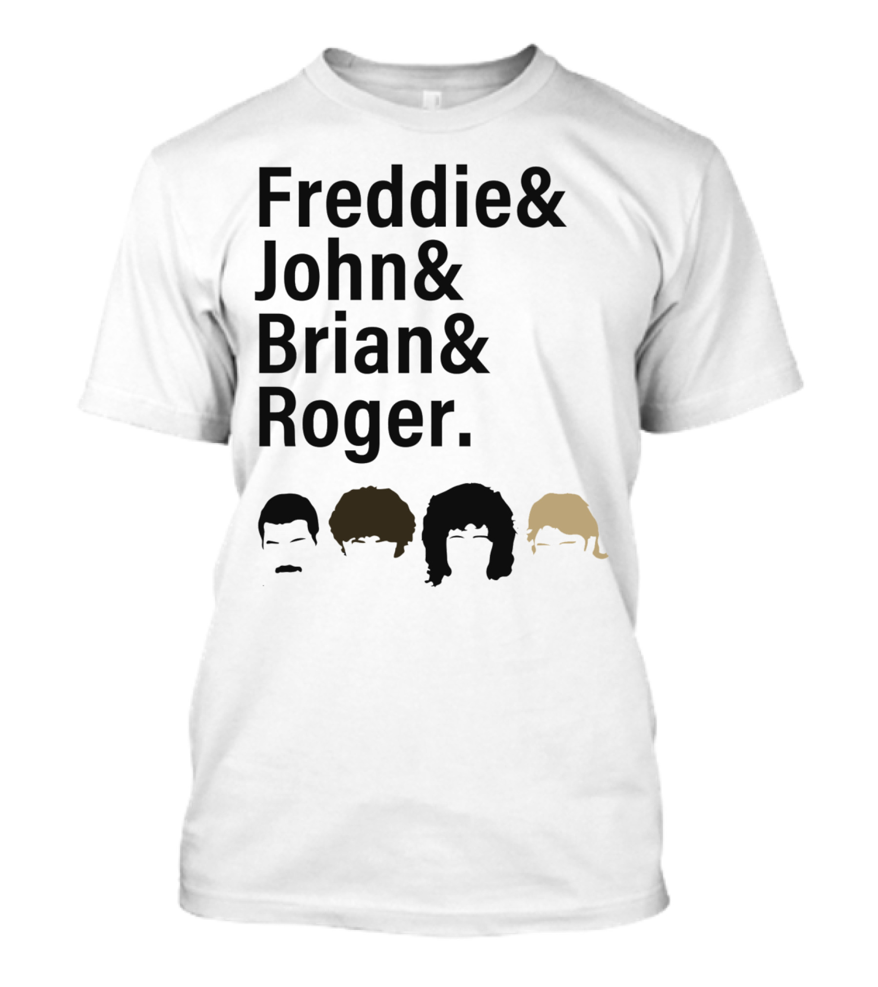 Freddie John Brian Roger Hair Silhouettes Queen Band Members T-Shirt