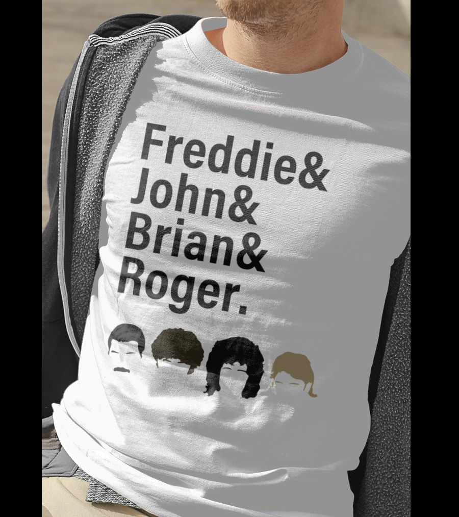 Freddie John Brian Roger Hair Silhouettes Queen Band Members T-Shirt
