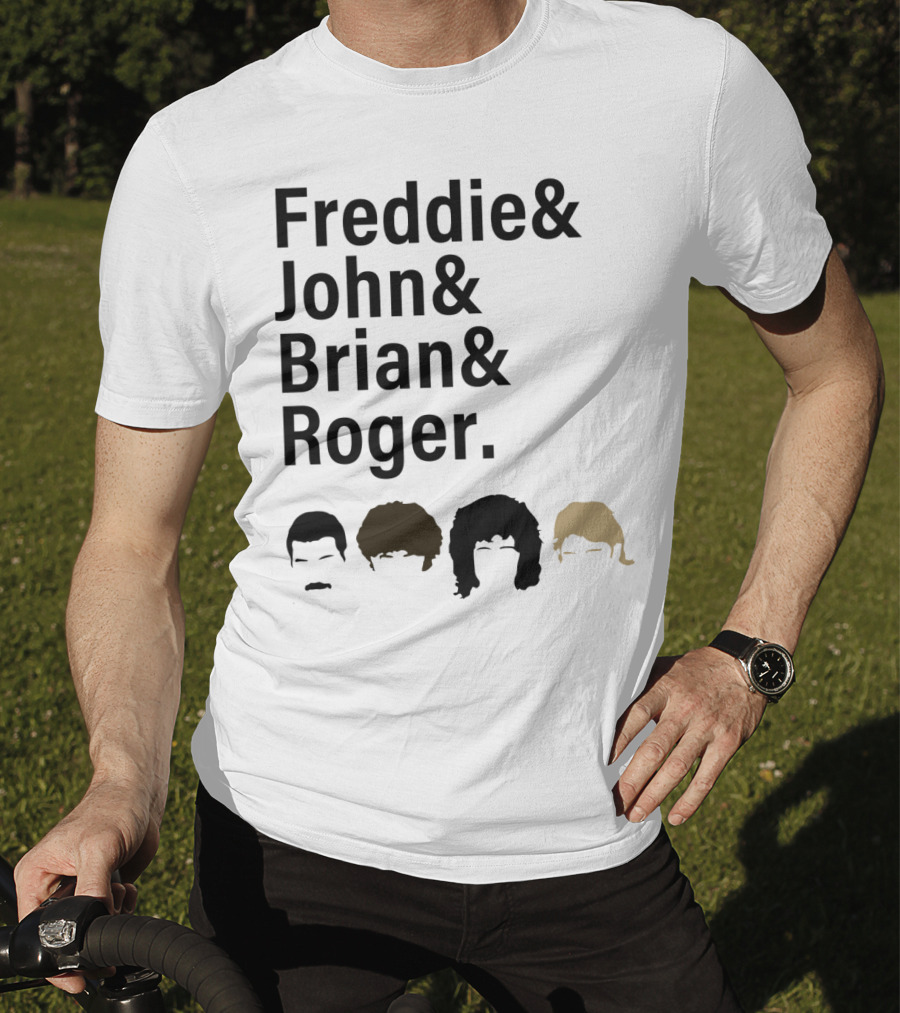 Freddie John Brian Roger Hair Silhouettes Queen Band Members T-Shirt