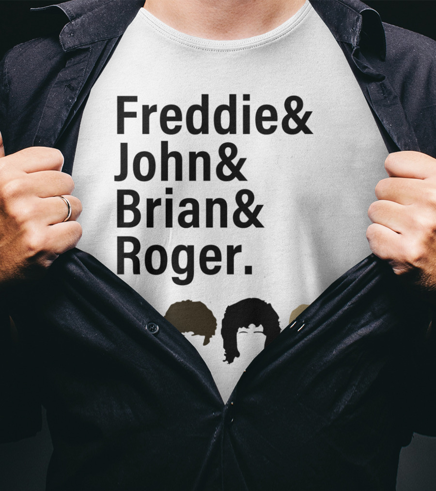 Freddie John Brian Roger Hair Silhouettes Queen Band Members T-Shirt