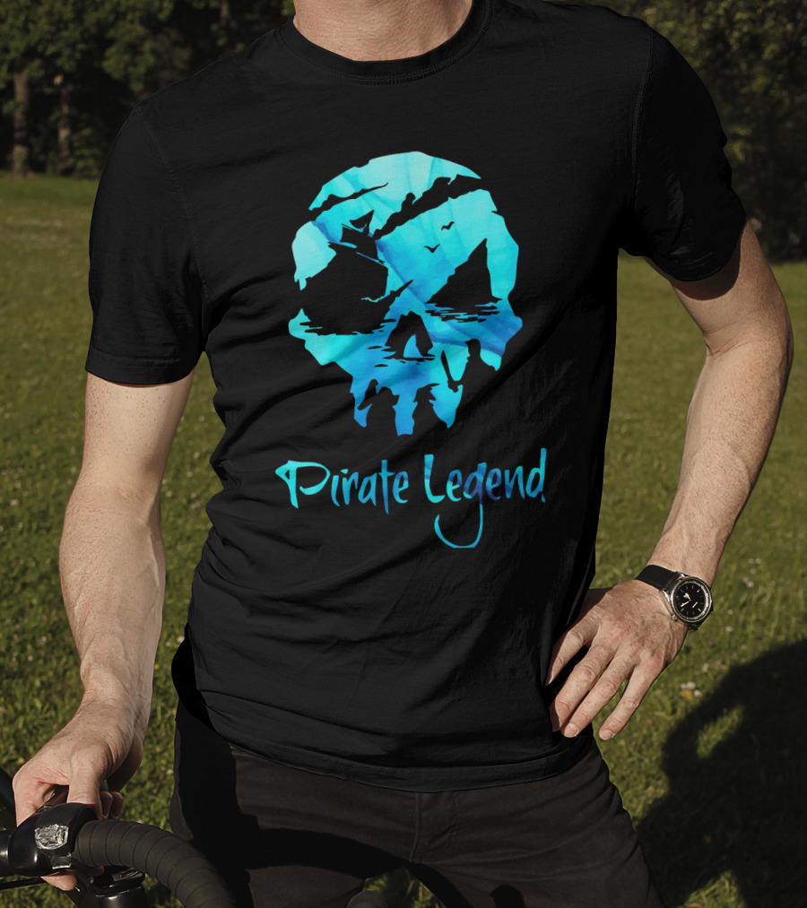 Pirate Legend Skull With Blue Ocean T-Shirt