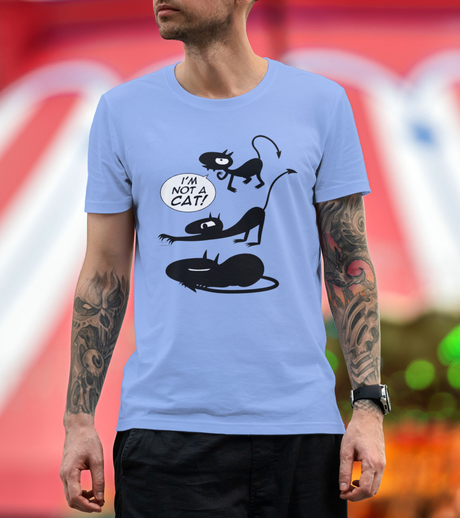 I'm Not A Cat Black Cartoon Creatures With Tails And Horns T-Shirt