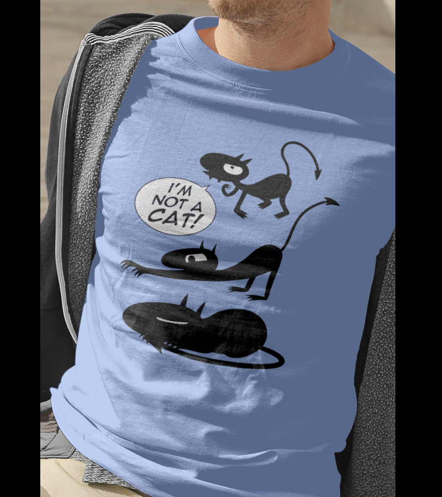 I'm Not A Cat Black Cartoon Creatures With Tails And Horns T-Shirt