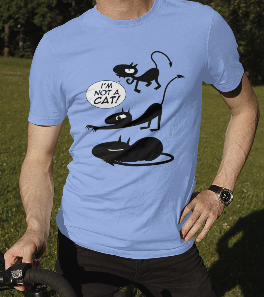 I'm Not A Cat Black Cartoon Creatures With Tails And Horns T-Shirt