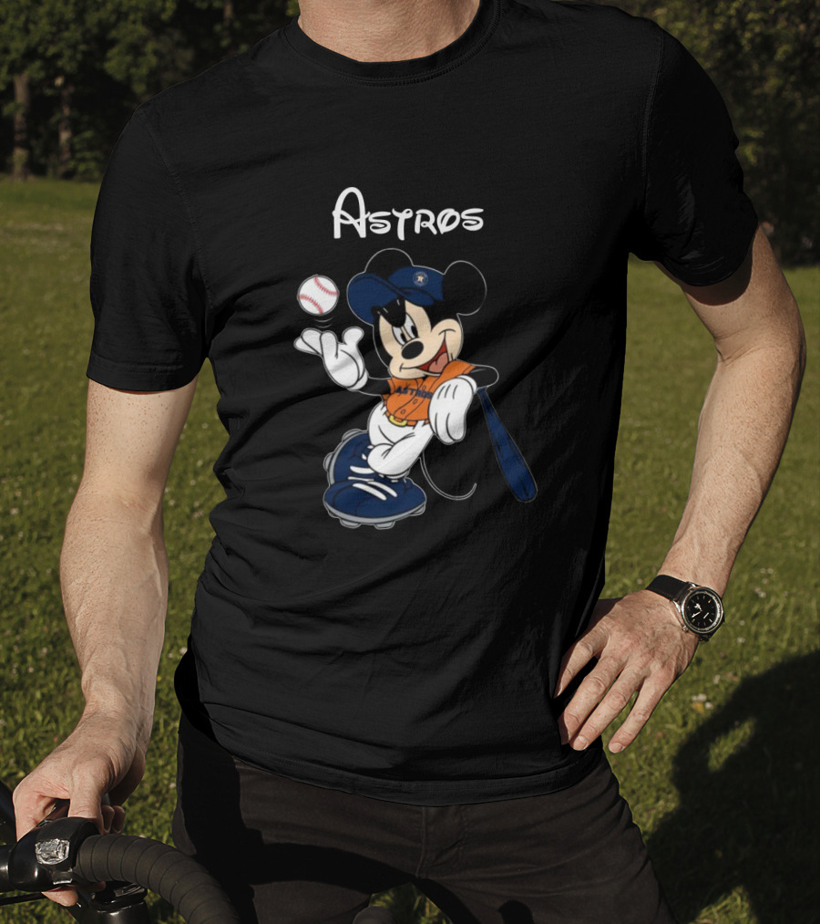 Mickey Astros Baseball Player In Orange And Blue T-Shirt