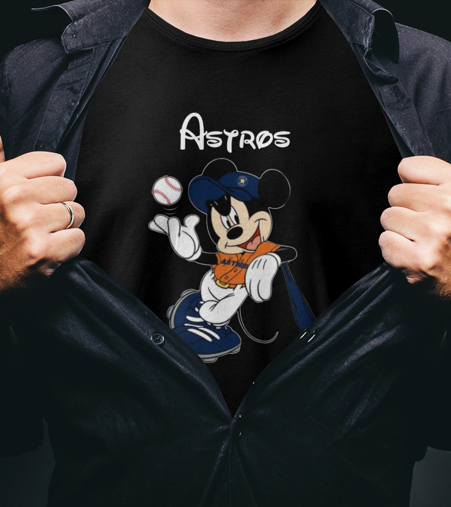 Mickey Astros Baseball Player In Orange And Blue T-Shirt