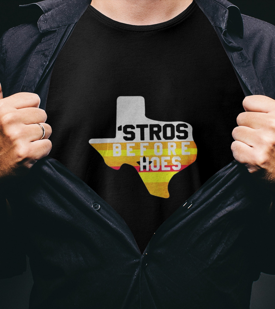 'Stros Before Hoes Texas Shape Retro Houston T-Shirt