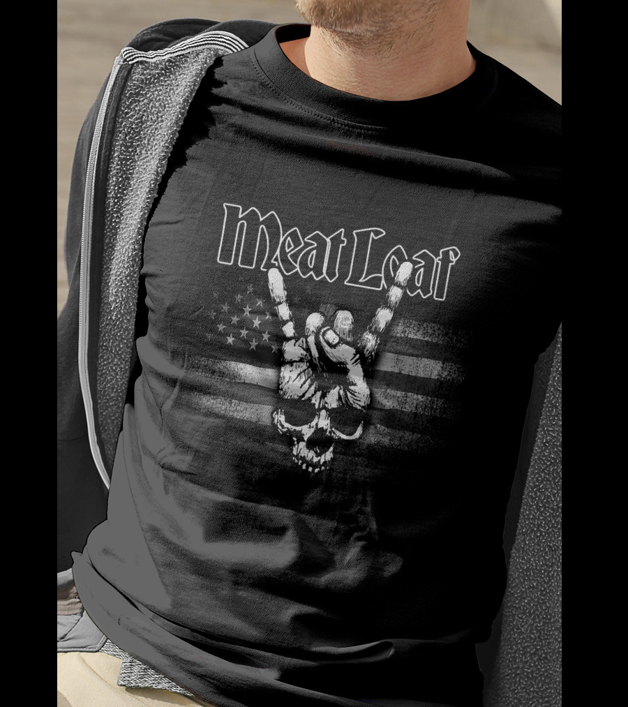 Meat Loaf Rock Skull Hand American Flag T-Shirt
