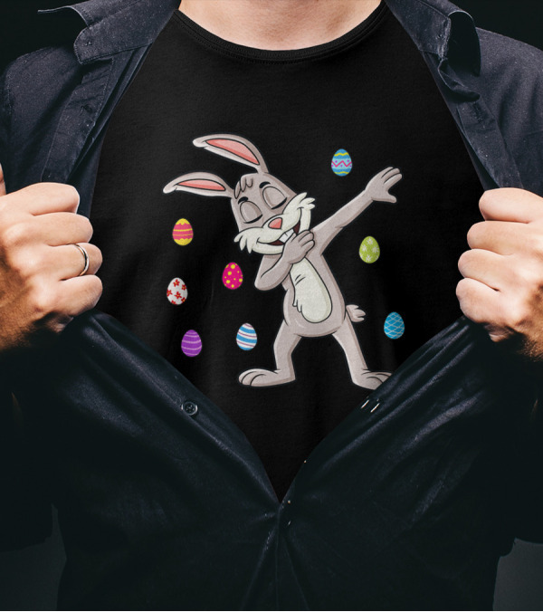 Easter Day Dabbing Rabbit With Colorful Eggs Dab T-Shirt