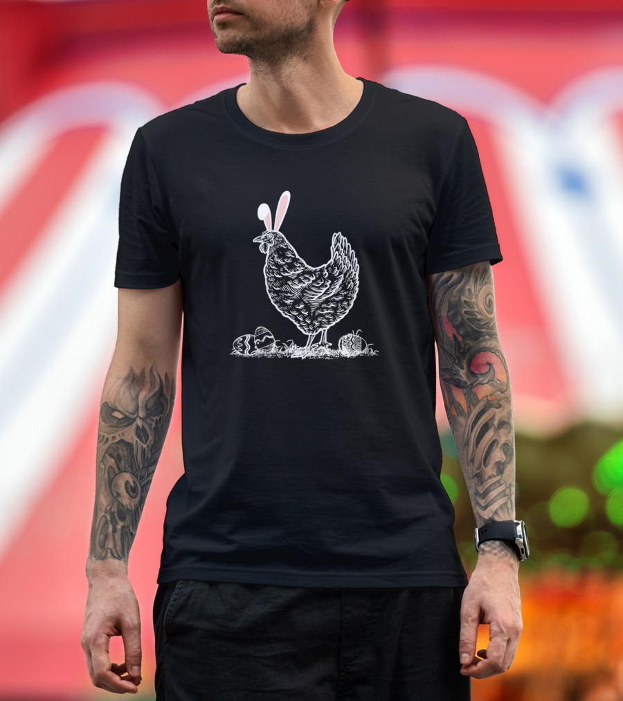 Easter Bunny Ears Chicken with Eggs T-Shirt