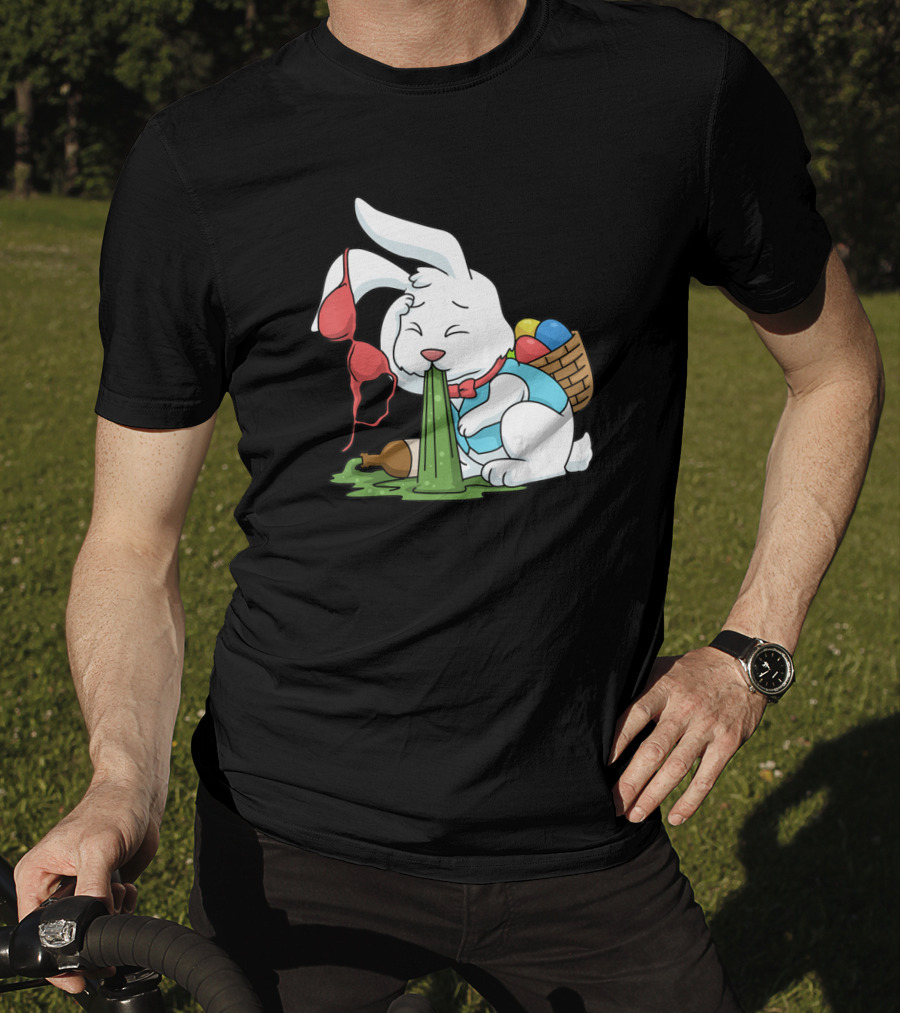 Funny Easter Bunny Egg Hunt Hangover With Bra And Eggs T-Shirt