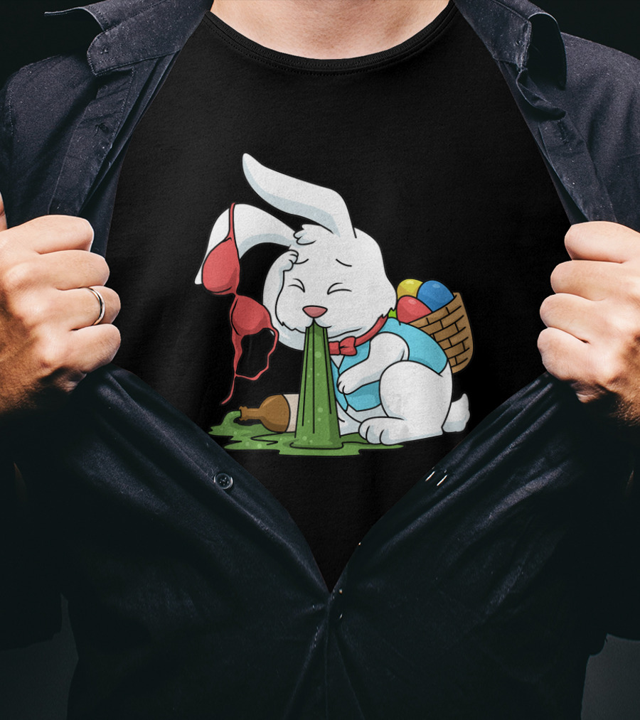 Funny Easter Bunny Egg Hunt Hangover With Bra And Eggs T-Shirt