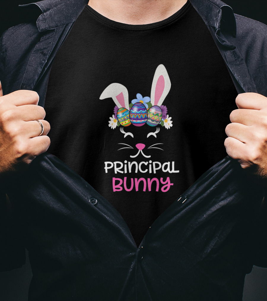 Principal Bunny Face With Easter Egg Headband Costume T-Shirt
