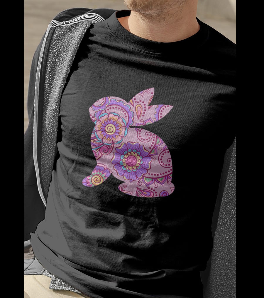 Easter Women Pastel Bunny With Floral T-Shirt