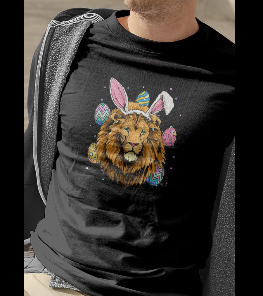 Easter Bunny Lion With Colorful Easter Eggs T-Shirt