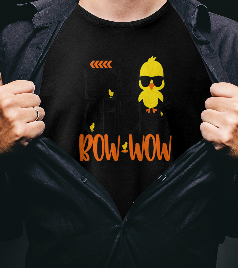 Bow Chicka Bow Wow Flirty Chick Sunglasses Easter Fun T-Shirt