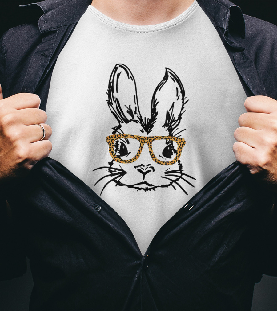 Leopard Glasses Bunny Easter Day T-Shirt
