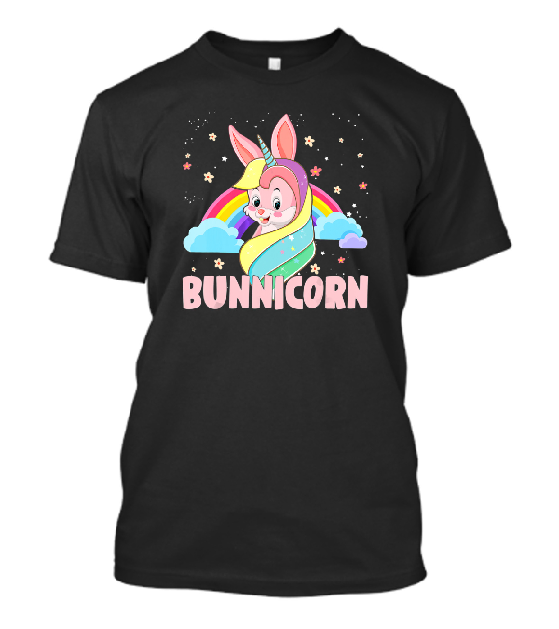Funny Magical Bunnicorn Unicorn Easter Rainbow Clouds T-Shirt