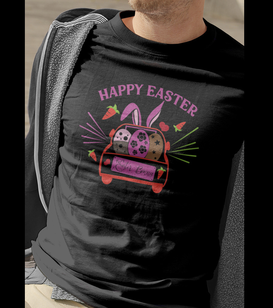 Happy Easter Bunny Truck With Easter Eggs And Carrots T-Shirt