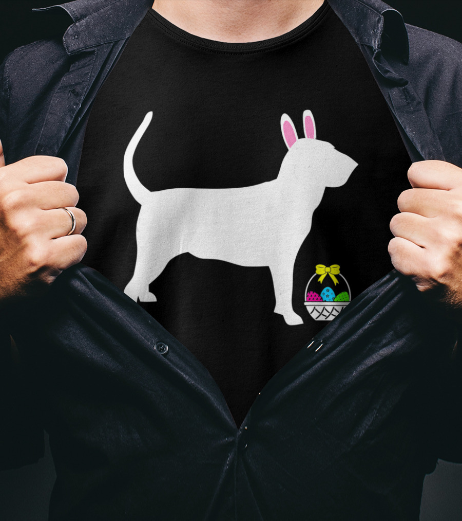 Bloodhound Dog Easter Bunny Ears Basket T-Shirt