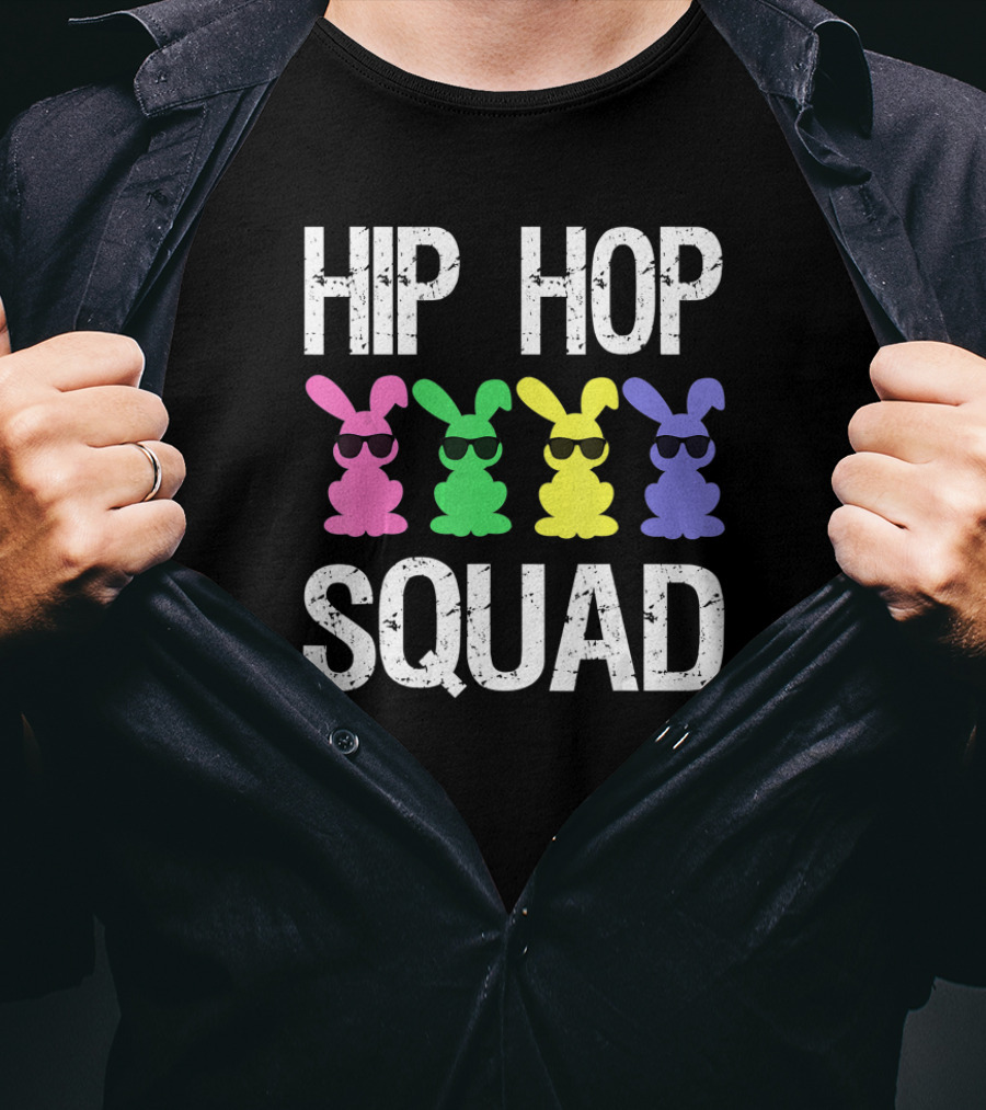 Hip Hop Squad Funny Easter Bunny Sunglasses Quartet T-Shirt