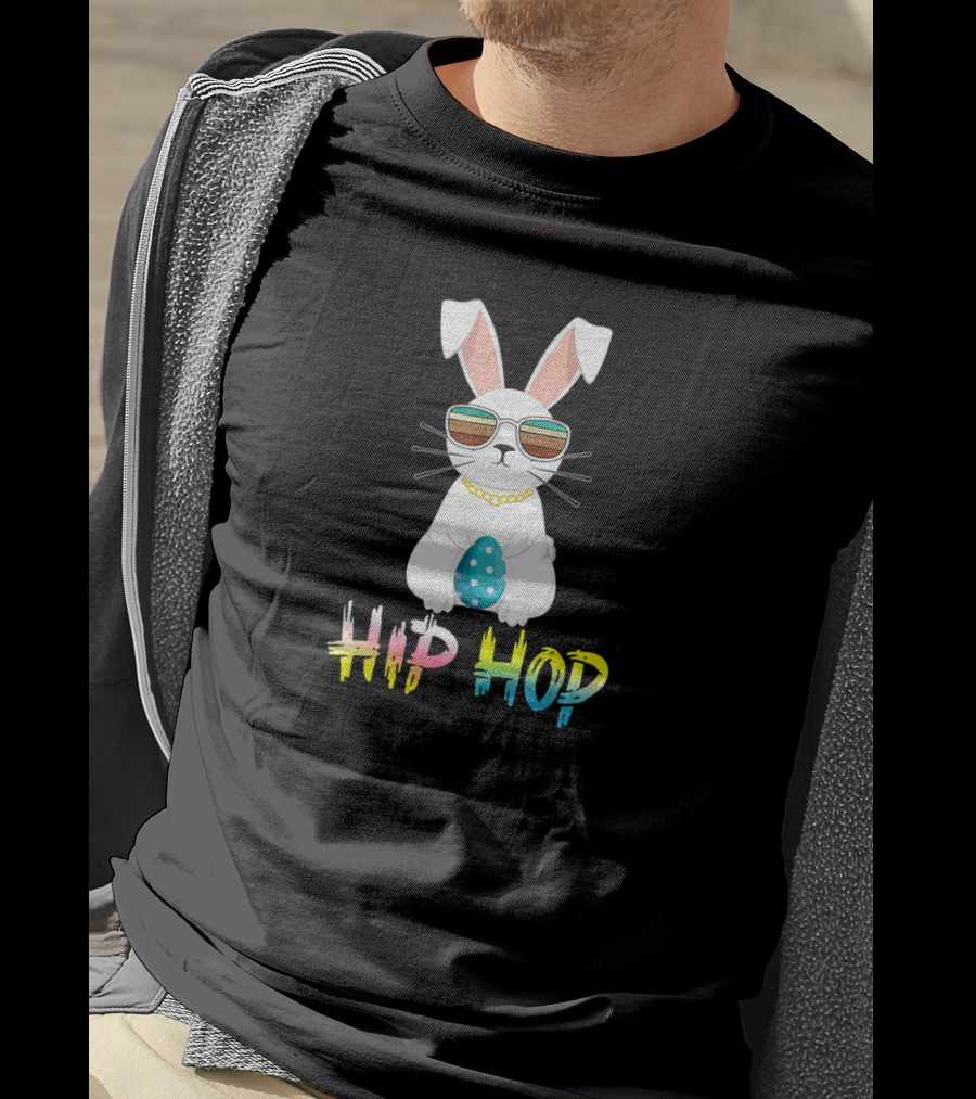 Hip Hop Bunny Easter With Sunglasses And Egg T-Shirt